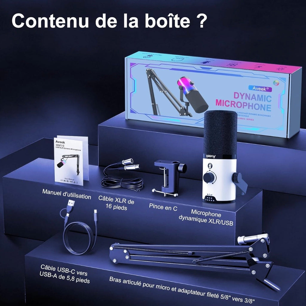 Aveek Microphone Gaming avec Bras Articulé