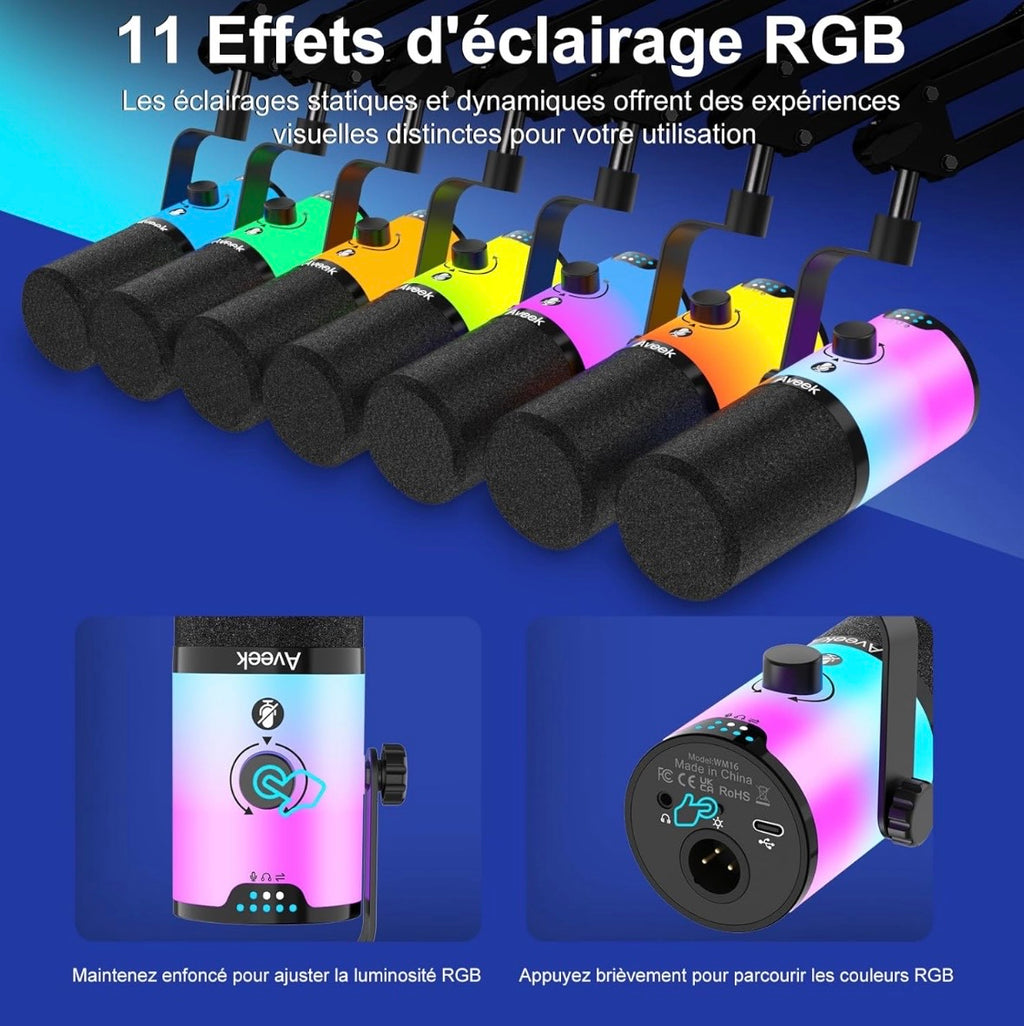 Aveek Microphone Gaming avec Bras Articulé